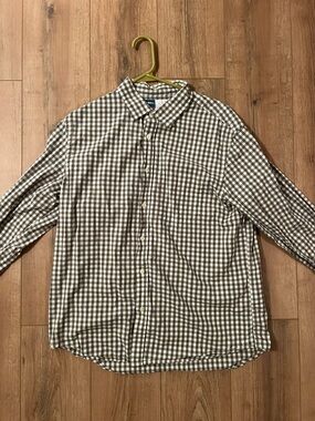 Old Navy Brown and White Gingham Button-Down Dress Shirt